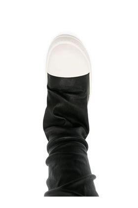 RICK OWENS AI24 SNEAKER PORTERVILLE AL GINOCCHIO IN PELLE DI AGNELLO STRETCH NERA/MILK/MILK Rick Owens | RP02D3893LS911